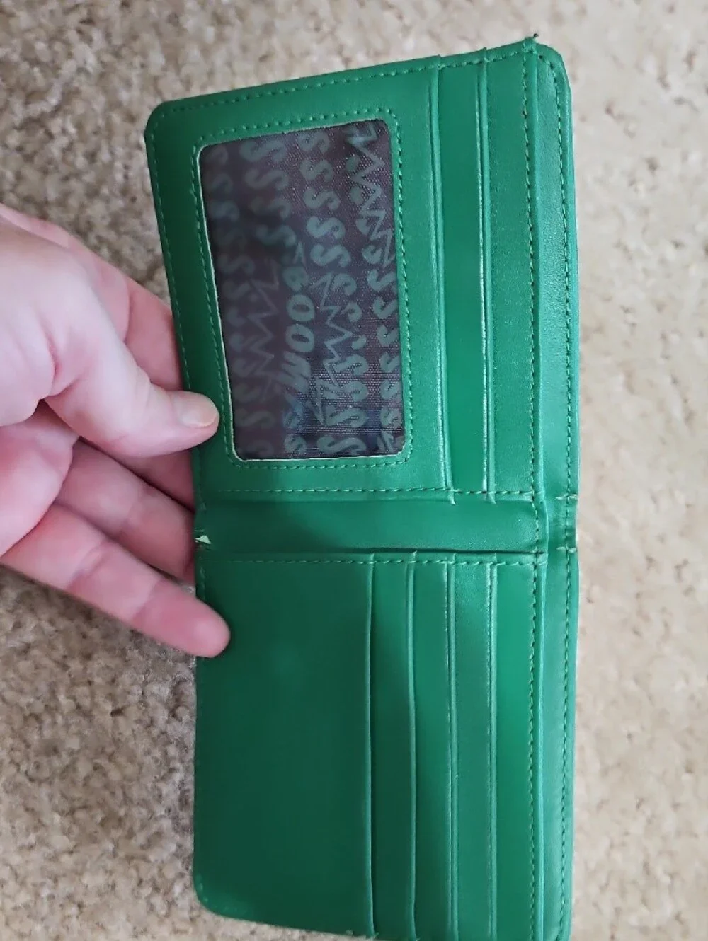 Kids Green Creeper Face Wallet - Fun Gaming Design
